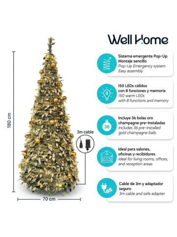 WellHome Choinka LED w kolorze zielonym - wys. 180 cm