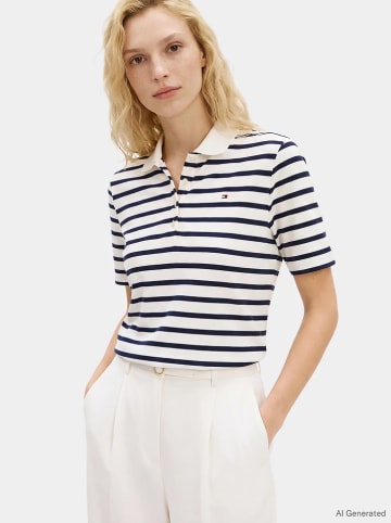 Poloshirt wit/donkerblauw
