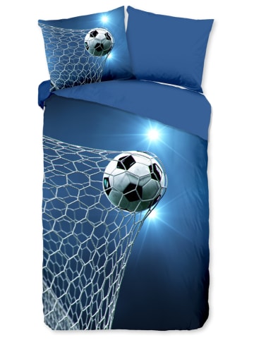 Mikrofaser-Bettwäsche-Set "Fans" in Blau