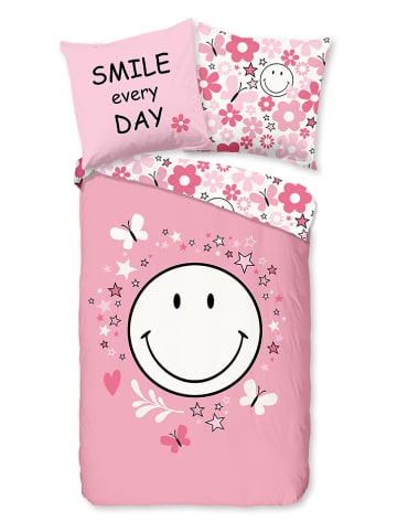 Komplet pościeli renforcé "Smile" w kolorze jasnoróżowym