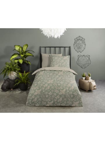 Renforcé-Bettwäsche-Set "Odette" in Khaki/ Beige