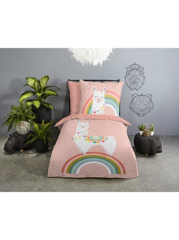 Beddengoedset "Llama" lichtroze