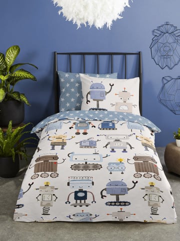 Beddengoedset "Robo" wit/blauw