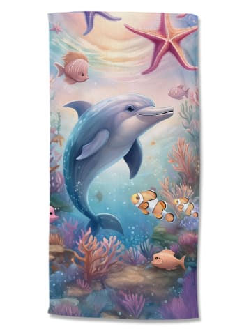 Strandtuch "Baya" in Blau/ Rosa