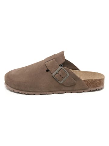 billowy Leder-Clogs in Taupe