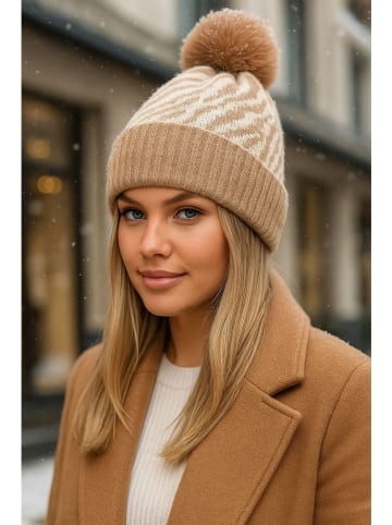 Mütze in Beige/ Creme