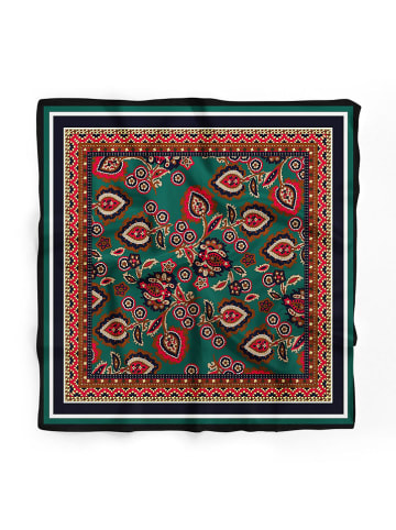 Chusta w kolorze morsko-granatowo-pomarańczowym - 90 x 90 cm