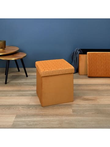 Hocker w kolorze żółtym ze schowkiem - 38 x 38 x 38 cm