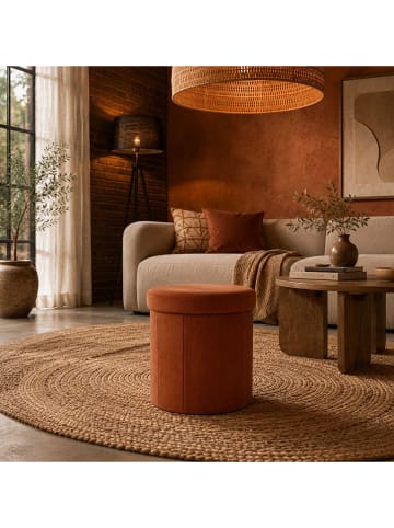 Pouf ''Jules'' in Orange - (H)38 x Ø 38 cm