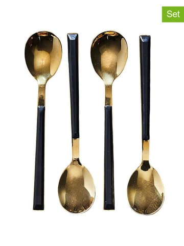 4er-Set: Dessertlöffel in Gold/ Schwarz - (L)15,5 cm