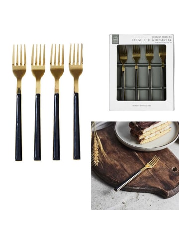 4er-Set: Dessertgabeln in Gold/ Schwarz - (L)15,5 cm
