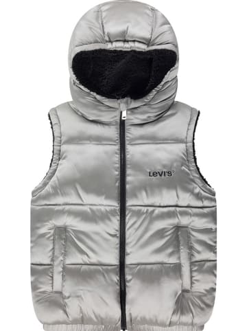 Doorgestikte bodywarmer zilverkleurig/zwart