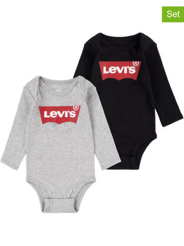 2er-Set: Bodys in Grau/ Schwarz
