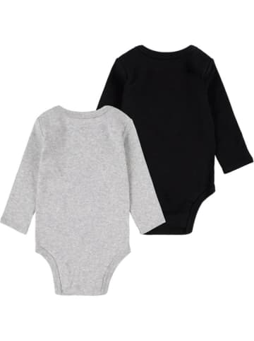 2er-Set: Bodys in Grau/ Schwarz