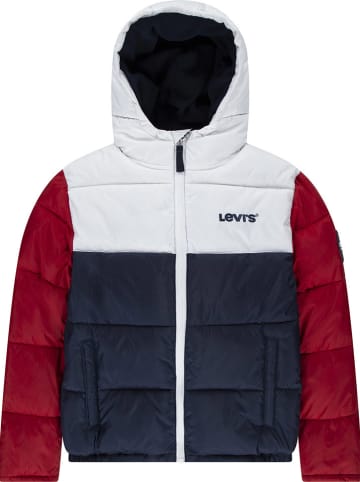 Winterjacke in Rot/ Dunkelblau/ Weiß