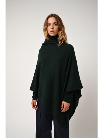 Kasjmieren poncho "Carra" donkergroen