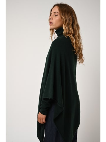 Kasjmieren poncho "Carra" donkergroen