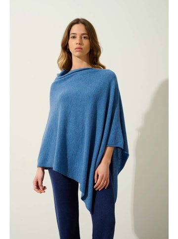 Kasjmieren poncho "Carra" blauw