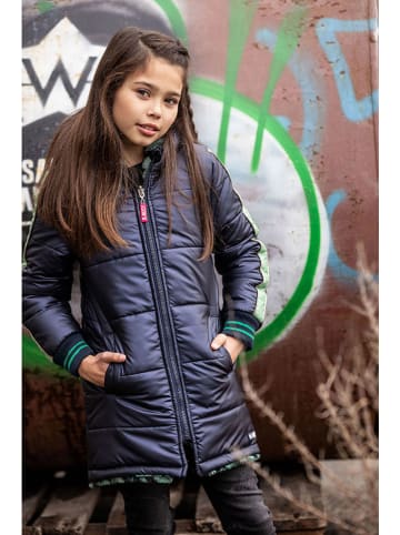 Omkeerbare tussenmantel donkerblauw/groen