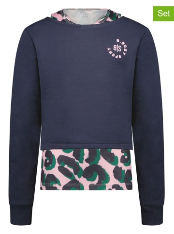 2tlg. Trainingsshirt in Dunkelblau/ Rosa