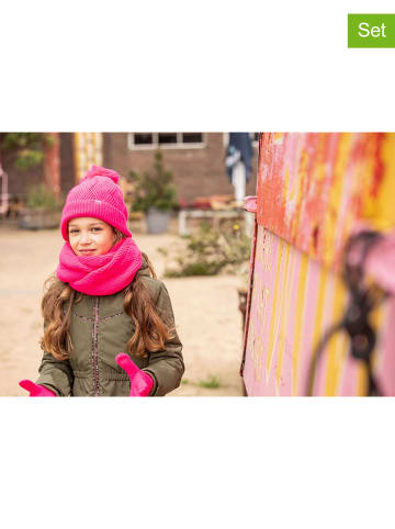 3tlg.Winteraccessoires-Set in Pink