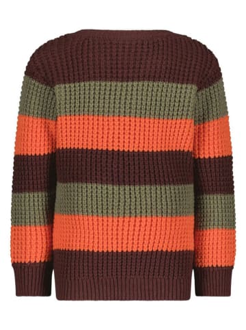Pullover "Kay" in Dunkelbraun/ Khaki/ Orange
