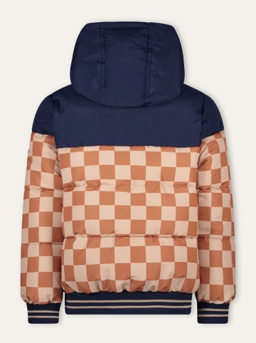 Doorgestikte jas "Jace" beige/donkerblauw