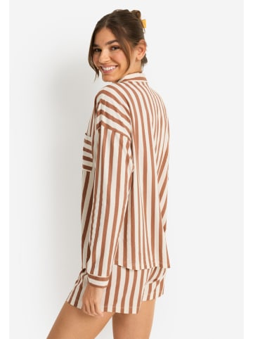 LASCANA Pyjama camel/wit