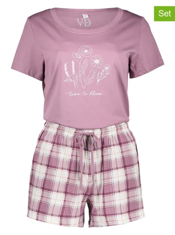 Vivance 2er-Set: Pyjamas in Altrosa/ Hellblau