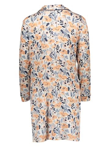 Umstandsnachthemd in Apricot/ Weiß/ Dunkelblau
