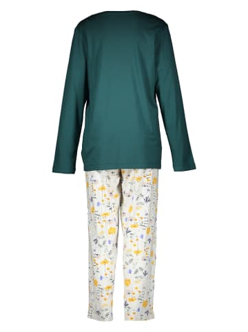 Vivance Pyjama in Petrol/ Weiß