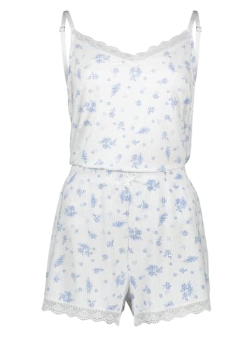 LASCANA Pyjama wit/lichtblauw