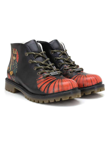 Ankle-Boots in Dunkelblau/ Rot
