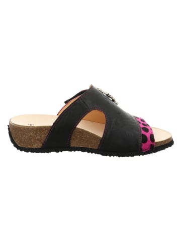 Think! Leder-Pantoletten "Mizzi" in Schwarz/ Pink