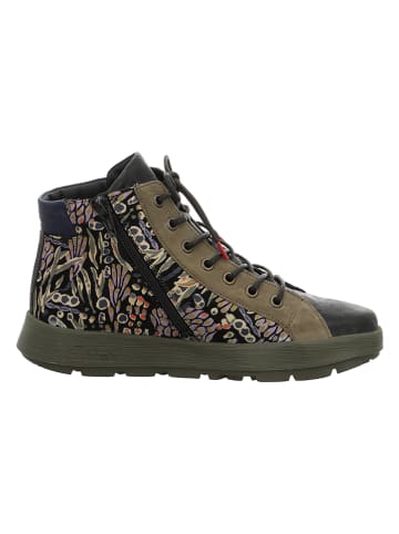 Leren sneakers "Comoda" kaki/donkerblauw