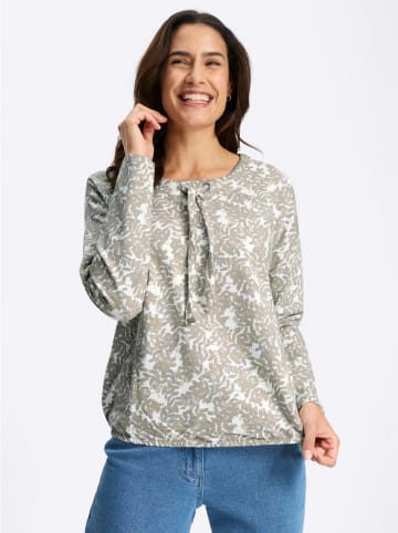 Bluse in Grau/ Weiß