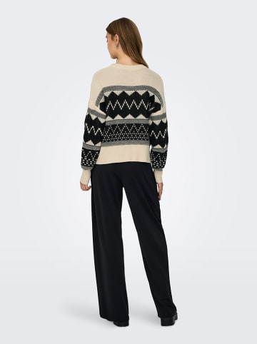 Pullover in Beige/ Schwarz