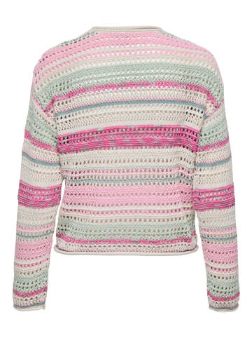 Sweter w kolorze jasnoróżowo-miętowo-kremowym