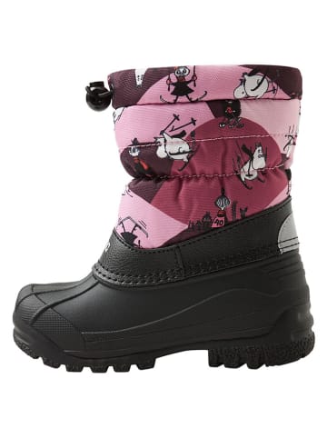Reima Skórzane botki zimowe "Moomin Nefar" w kolorze jasnoróżowo-czarnym