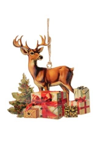 Weihnachtsanhänger "Higis" in Hellbraun/ Rot - (H)15 cm