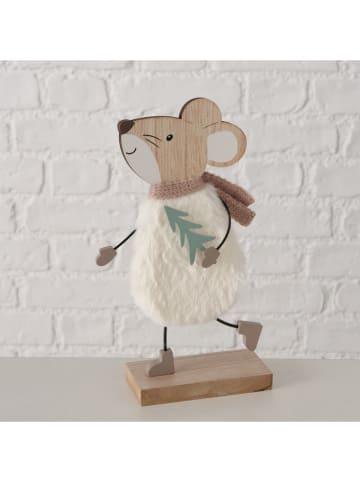 Figurki dekoracyjne (2 szt.) "Mausi" w kolorze beżowo-białym - 12 x 20 cm