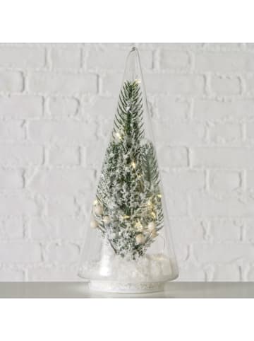 LED-Dekoaufsteller "Snowa" in Weiß/ Grün - (H)23 x Ø 10 cm 