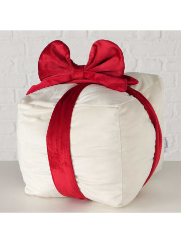 Kissen "Cadeau" in Weiß/ Rot - (L)28 x (B)31 cm