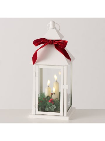 Lampion LED "Ingar" w kolorze biało-czerwonym - wys. 35 cm
