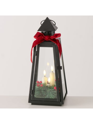 Lampion LED "Finto" w kolorze czarno-czerwonym - wys. 45 cm