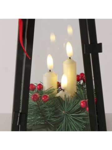 Led-lantaarn "Finto" zwart/rood - (H)45 cm