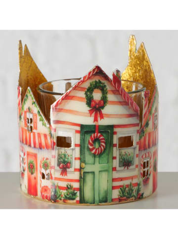 2er-Set: Windlichter "Chalet" in Rot - (H)8 x Ø 7,5 cm