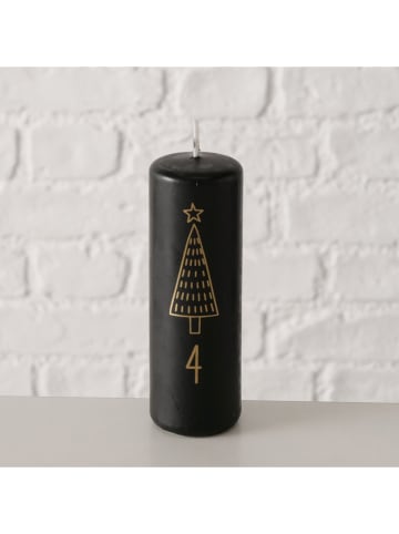 4er-Set: Stumpenkerzen "Advent" in Schwarz - (H)12 cm