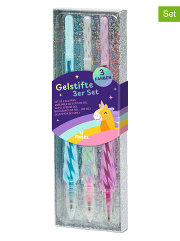 moses. 3er-Set: Gelstifte "Holo" in Hellblau/ Ohne Farbe/ Pink - (H)17 cm