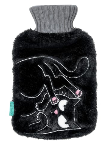 Wärmflasche "Ed, the Cat" in Schwarz - (B)17 x (H)28 x (T)6 cm